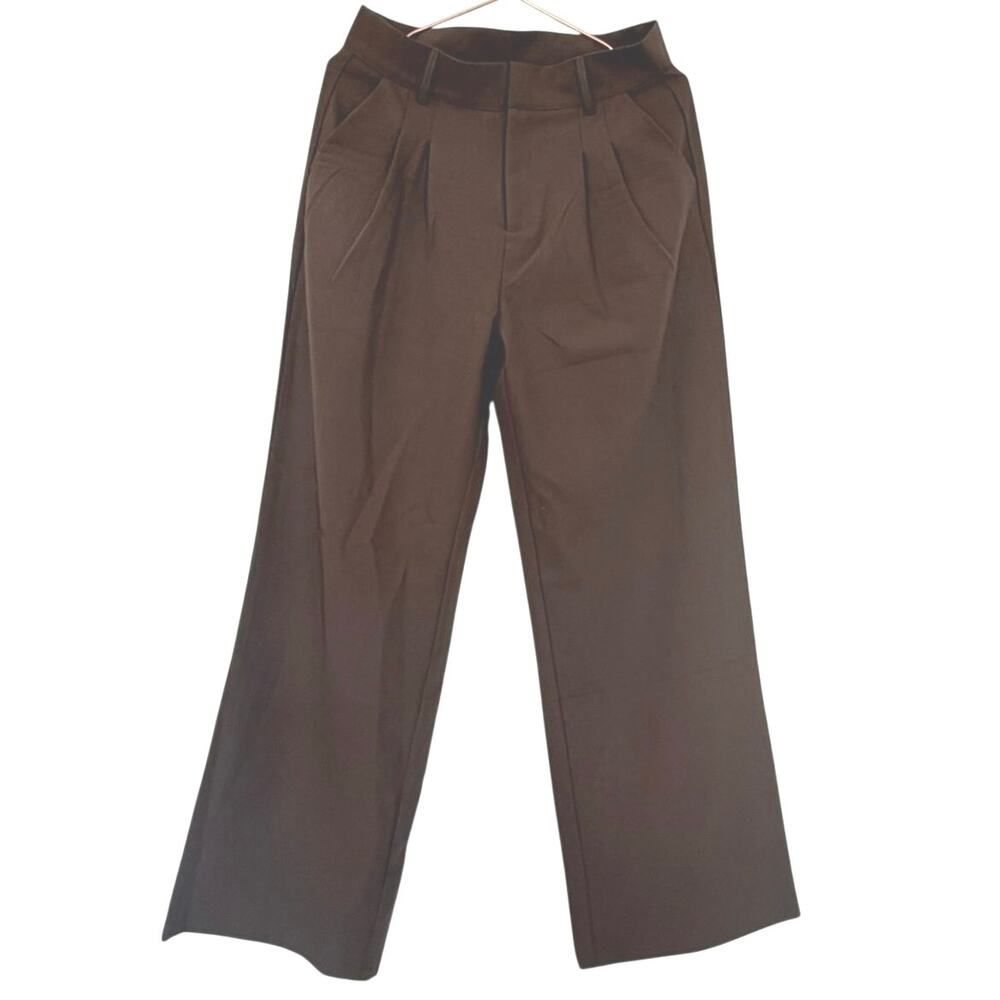NiMin Tailored Wide-Leg Pants in Dark Brown taupe medium